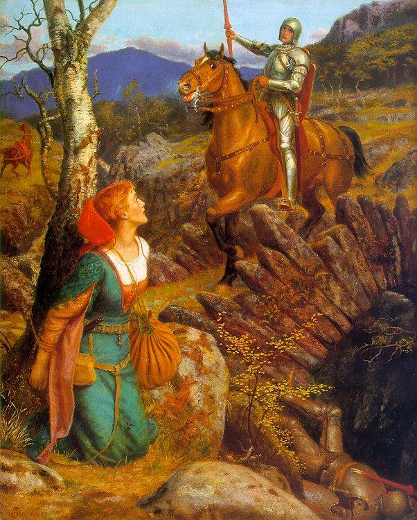 Arthur Hughes Gareth Helps Lyonors and Overthrows the Red Knight France oil painting art